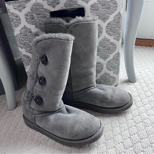 Tall Gray UGG Boots with Buttons Size 4/EU 34